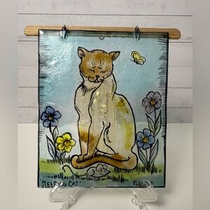 Sleeping Cat Stained Glass Sun Catcher (No Chain)
